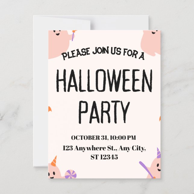 Magnétique Invitation de fête d'Halloween mignonne (Recto)