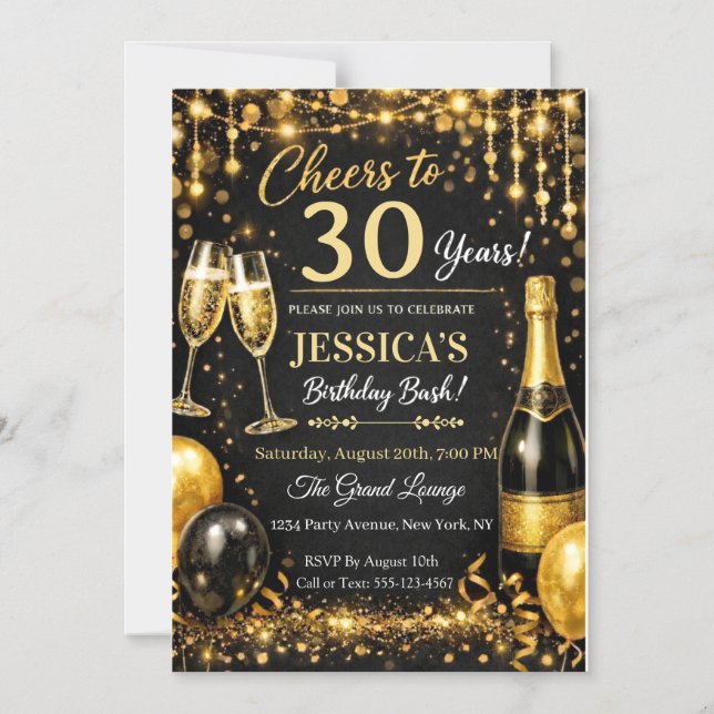 Magnétique Invitation élégante pour fête d'anniversaire - Per (Recto)