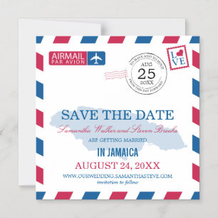Magnétique Jamaïque Airmail Enregistrer la date Invitation ma