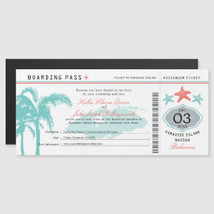 Magnétique Nassau Bahamas Mariage Boarding Pass Invitation