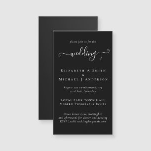 MAGNÉTIQUE NOIR BLANC Mariage Inviter Date d'enreg