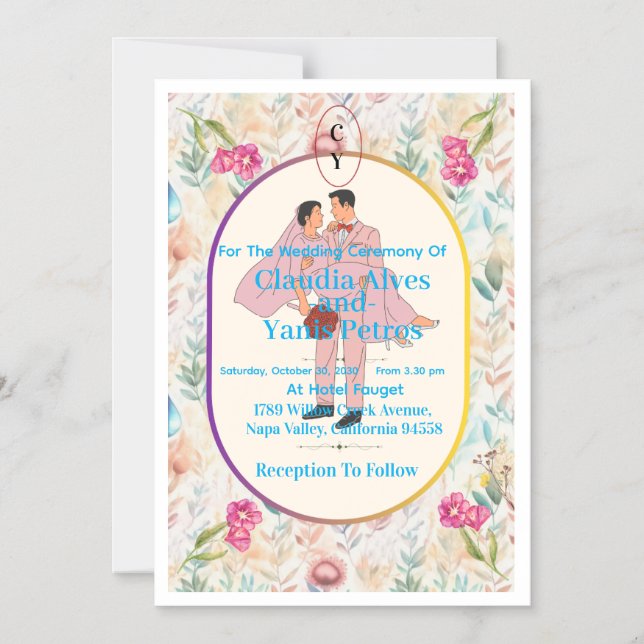 Magnétique Personalized Wedding Ceremony Invitation  (Recto)