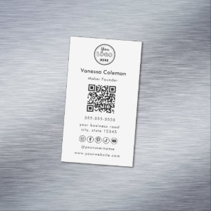 Magnétique Professionnel minimal Qr Code Carte de visite blan