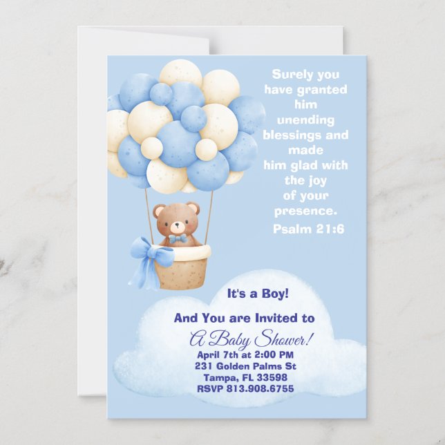 Magnétique Psalm 21:6 Boy Baby Shower Invitation (Recto)