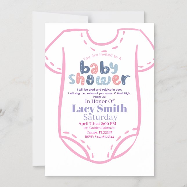 Magnétique Psalm 9:2 Girl Baby Shower Invitation (Recto)
