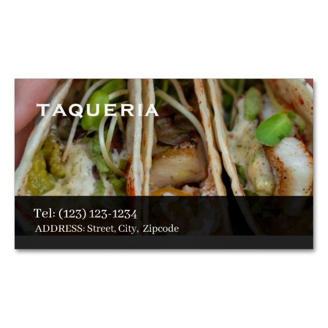 Magnétique services de taqueria carte de visite modifiable (devant)