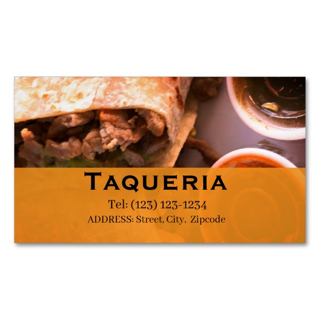 Magnétique services de taqueria carte de visite modifiable (devant)