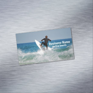 Magnétique Surfer en mer. Carte de visite personnalisable