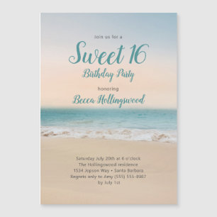Magnétique Sweet 16 Beach Theme Party Invitation