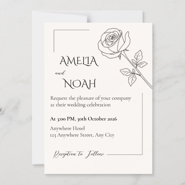 Magnétique Wedding Invitation | Elegant Typographic Design (Recto)