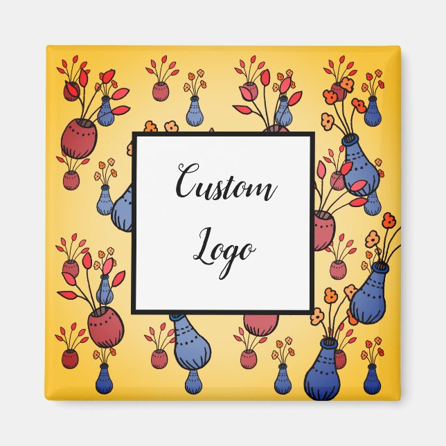 Magnets carré de logo personnalisés, remplacez vot (Devant)