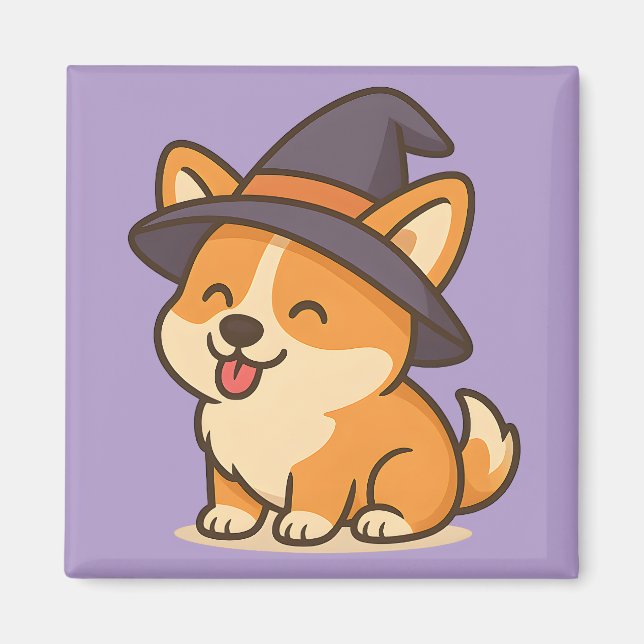 Magnets Corgi Witch | Décor Cuisine Magique (Devant)