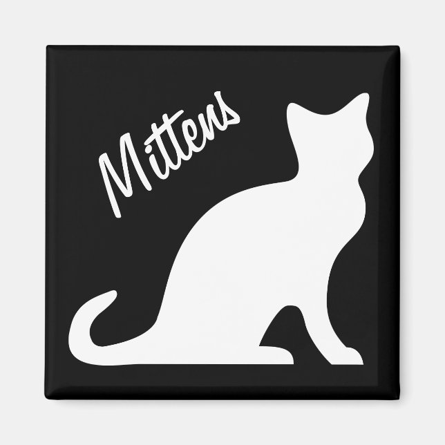 Magnets de chat avec votre nom d'animal de compagn (Devant)