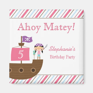 Magnets de la fête d'anniversaire de la fille rose