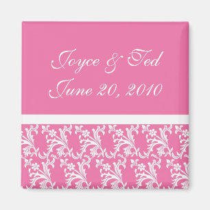 Magnets de mariage personnalisés rose