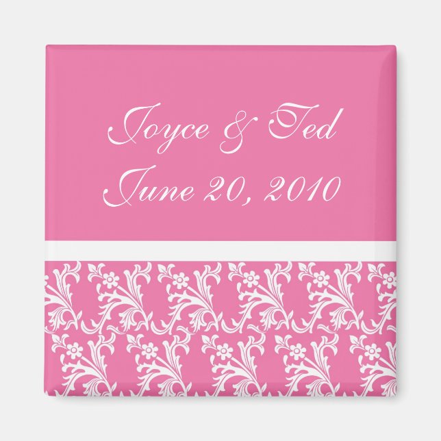 Magnets de mariage personnalisés rose (Devant)