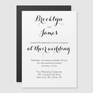 Magnets des invitations de mariage blanc clair