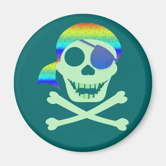 Magnets du crâne vert du pirate (Devant)