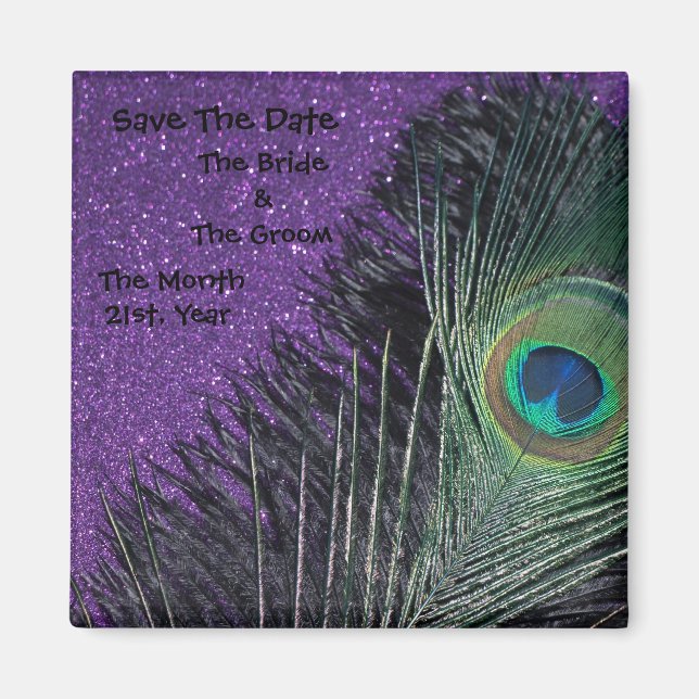 Magnets Mariages de Peacock violet et noir (Devant)
