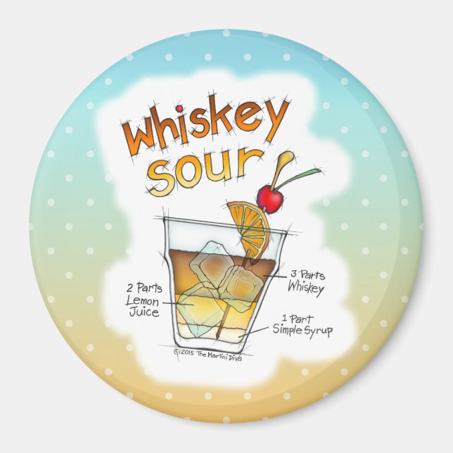 MAGNETS - RECETTE DE WHISKEY SOUR COCKTAIL ART (Devant)