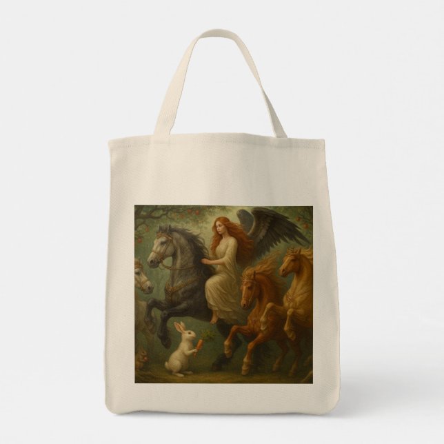 Magnificent Horses and Angel Tote Bag (Dos)