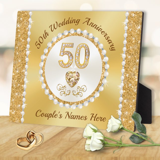 Magnifique, 50e anniversaire Plaque personnalisée (Inexpensive 50 year wedding anniversary gifts, for Friends, Aunt Uncle. Fiftieth anniversary gifts. )