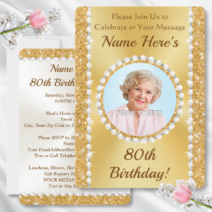Magnifique, 80e anniversaire Invitations avec PHOT