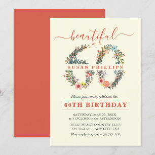 Magnifique à 60 Floral Number Invitation