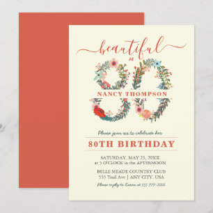 Magnifique à 80 Floral Number Invitation