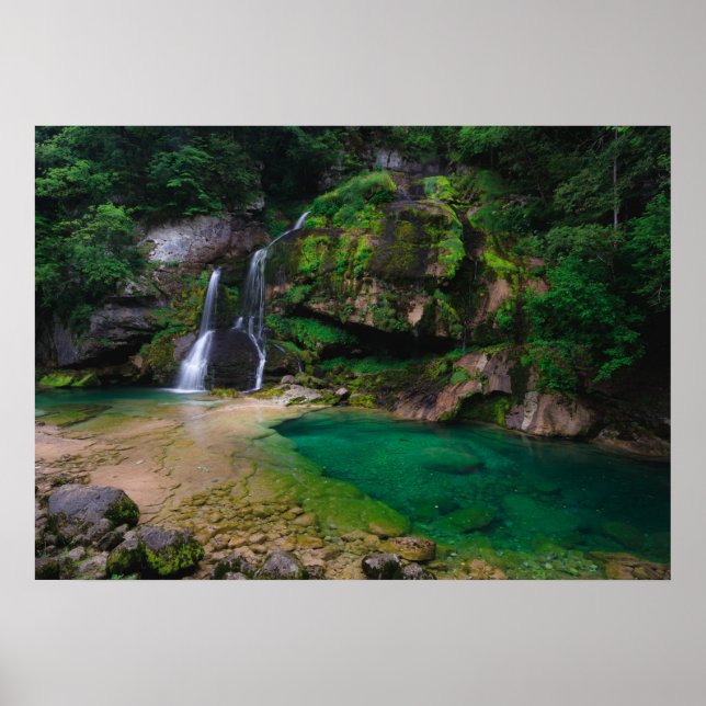 Magnifique affiche de la cascade de Virje, Slovéni (Devant)