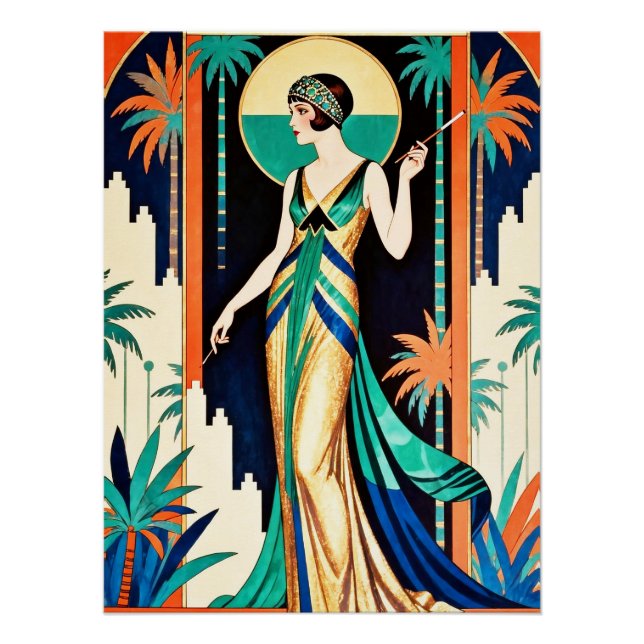 Magnifique affiche glamour Art Déco. (Devant)