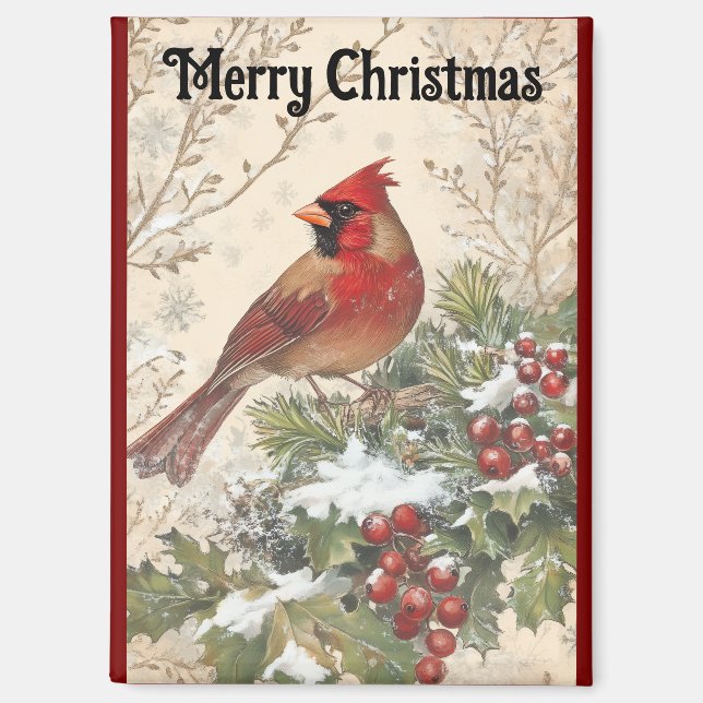 Magnifique aimant de Noël au cardinal (Recto)