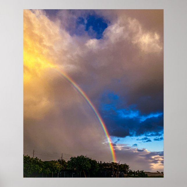 Magnifique arc-en-ciel avec ciel bleu et affiche d (Devant)