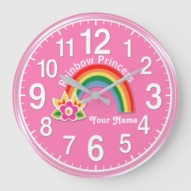 Magnifique arc-en-ciel Princesse Horloge PERSONNAL (Recto)