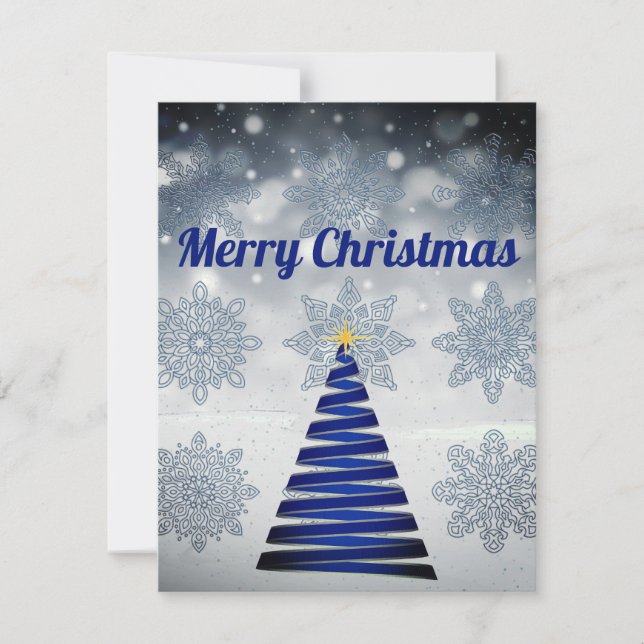 Magnifique Belle Carte Bleue Sparkly Holiday (Devant)