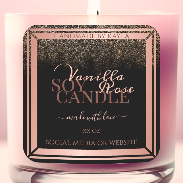 Magnifique Black Product Packaging Étiquette Rose  (Créateur téléchargé)