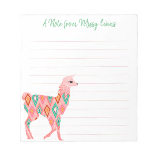 Magnifique Bloc-notes Llama rose personnalisé
