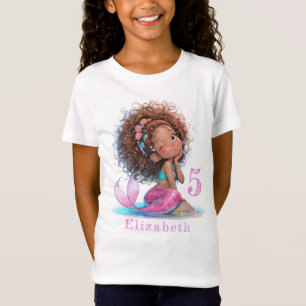 Magnifique Brown Sirène Anniversaire T-shirt fille