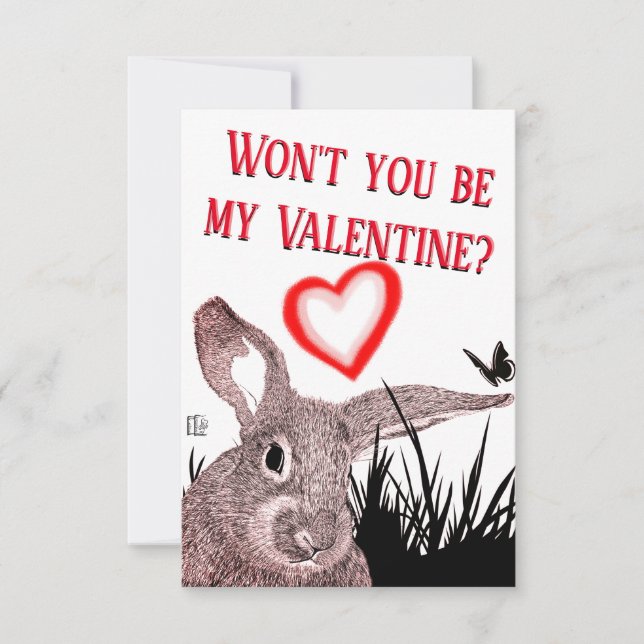 Magnifique Bunny Typographie Carte Saint Valentin (Devant)