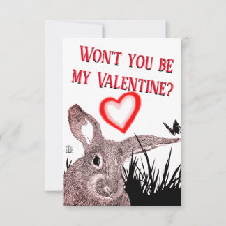 Magnifique Bunny Typographie Carte Saint Valentin
