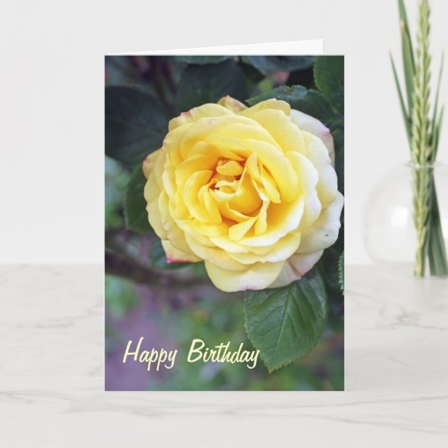 magnifique carte d'anniversaire de rose jaune (Devant)