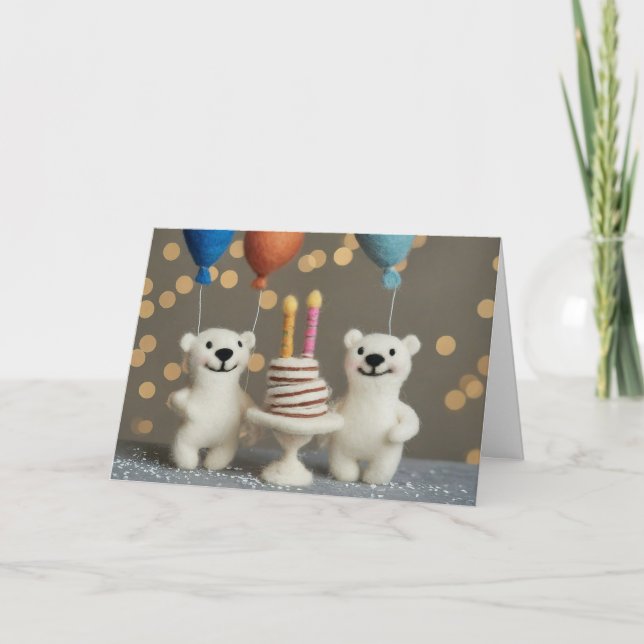Magnifique carte d'anniversaire d'ours polaire aig (Devant)