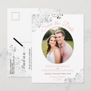 Magnifique carte de faire-part de mariage rose arg