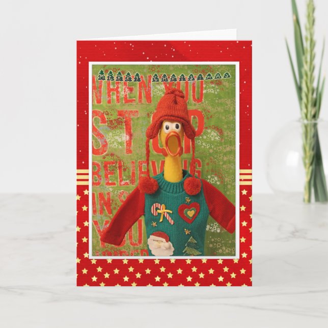 Magnifique carte de Noël au poulet ! (Devant)
