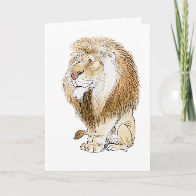 Magnifique carte de voeux Lion (Devant)