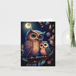 Magnifique carte mère et bébé hibou