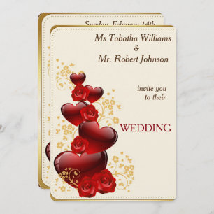 Magnifique coeur rouge et Faire-part de mariage Ro