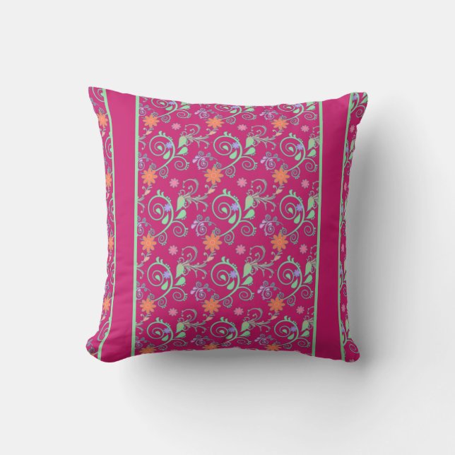 Magnifique Coussin avec Tourbillons Magenta (Recto)