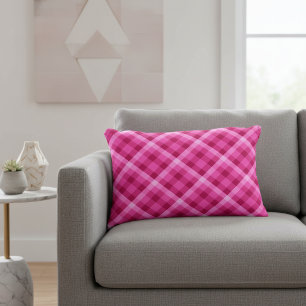 Magnifique Coussin d'Accent à Carreaux Rose Magent