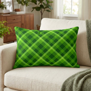 Magnifique Coussin d'Accent à Carreaux Verts en Ar